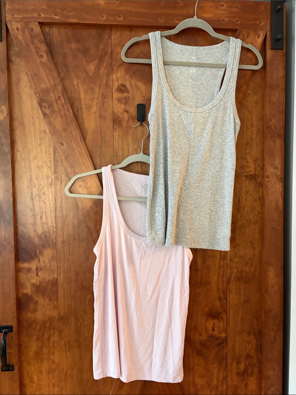 Everyday Ribbed Tank Tops - Light Gray & Pale Pink (Set of 2)